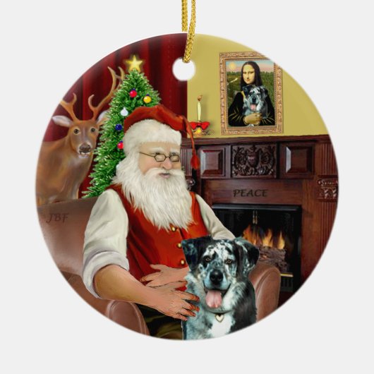 Santa - Catahoula Leopard Dog Keramikornament (Vorne)