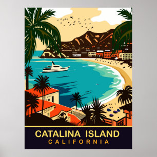 Santa Catalina, Strand, CA, Reise Poster