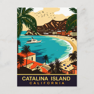 Santa Catalina, Strand, CA, Reise Postkarte