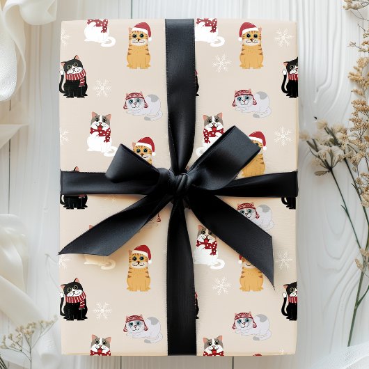 Santa Cats Niedlich Pet Kitty Weihnachtsmuster Geschenkpapier