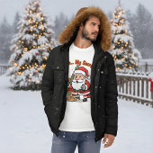 Santa Caught Stealing Cookies Funny Cartoon T-Shirt