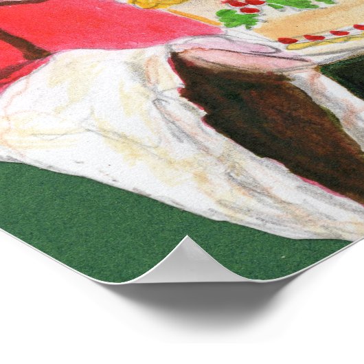 Santa Celebration Green Background Poster (Ecke)