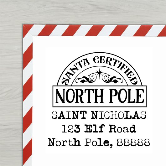 Santa Certified North Pole Address Briefmarke Gummistempel