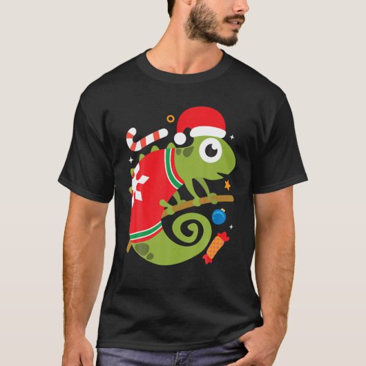 Santa Chameleon Funny Cool Christmas Gift T-Shirt (Vorderseite)