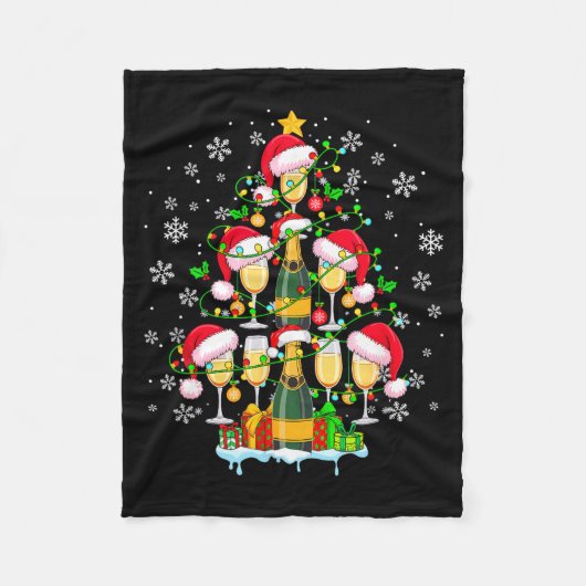 Santa Champagner Als Weihnachtsbaum Passender Trin Fleecedecke (Vorderseite)