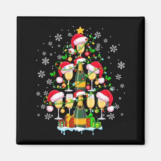 Santa Champagner Als Weihnachtsbaum Passendes Getr Magnet (Vorne)