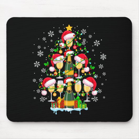Santa Champagner Als Weihnachtsbaum Passendes Getr Mousepad (Vorne)