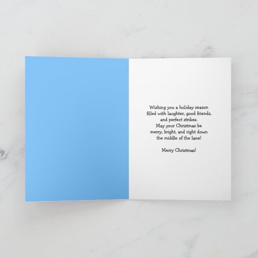 Santa Cheering Snowman Bowling Karte (Innenseite)