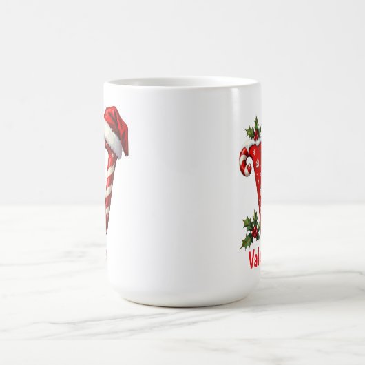 Santa chic Monogram initial V merry Christmas Kaffeetasse (Mittel)