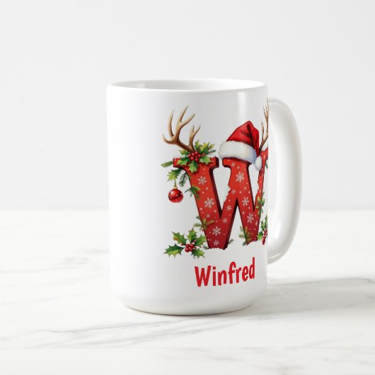 Santa chic Monogram initial W merry Christmas  Kaffeetasse (VorderseiteRechts)
