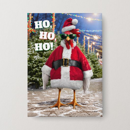 Santa Chicken Button (Vorderseite)