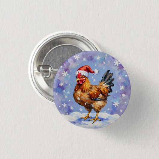 Santa Chicken Button (Vorne & Hinten)
