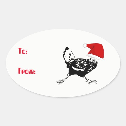 Santa Chicken Christmas Gift Tag Stickers (Vorderseite)