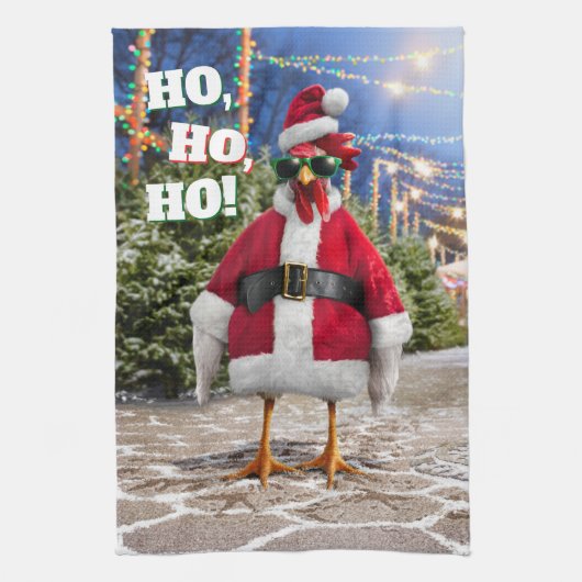 Santa Chicken Geschirrtuch (Vertikal)