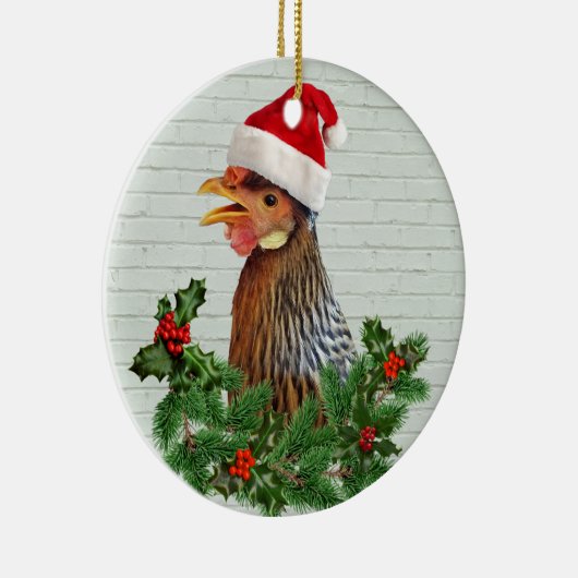 Santa Chicken Keramik Ornament (Rechts)