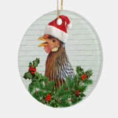 Santa Chicken Keramik Ornament (Links)