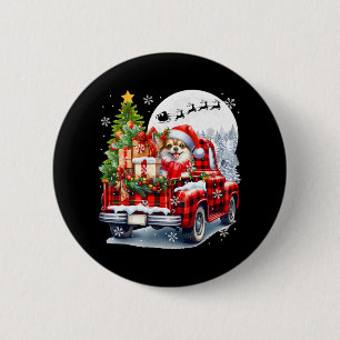 Santa Chihuahua auf Lieferwagen Lkw Weihnachtsbesi Button