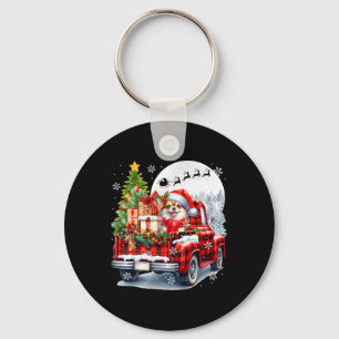 Santa Chihuahua auf Lieferwagen Lkw Weihnachtsbesi Schlüsselanhänger