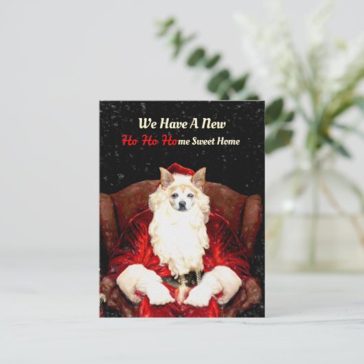 Santa Chihuahua Dog Red Funny New Address Moving Postkarte (Stehend Vorderseite)