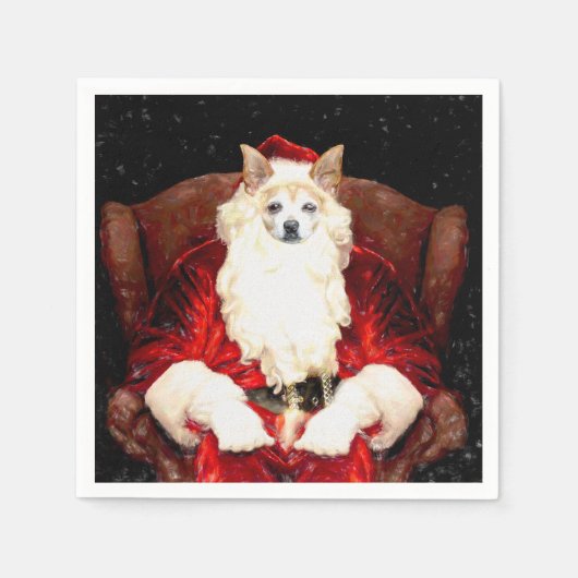 Santa Chihuahua Dog Weihnachten Niedlich Red Funny Serviette (Vorderseite)