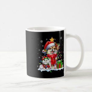 Santa Chihuahua mit Elf Katze Weihnachtsleuchten b Kaffeetasse