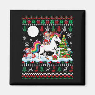 Santa Chihuahua Reitendes Einhorn Pullover Weihnac Magnet