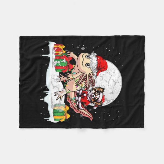 Santa Chihuahua Riding Axolotl Weihnachtsmann Kind Fleecedecke (Vorderseite (Horizontal))