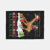 Santa Chihuahua Riding Giraffe Weihnachtssüßer L Fleecedecke (Vorderseite (Horizontal))