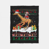 Santa Chihuahua Riding Giraffe Weihnachtssüßer L Fleecedecke (Vorderseite)
