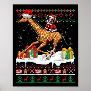 Santa Chihuahua Riding Giraffe Weihnachtssüßer L Poster