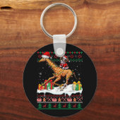 Santa Chihuahua Riding Giraffe Weihnachtssüßer L Schlüsselanhänger (Vorderseite)