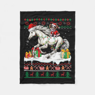 Santa Chihuahua Riding Pferd Weihnachten Pullover Fleecedecke