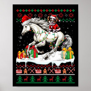 Santa Chihuahua Riding Pferd Weihnachten Pullover Poster