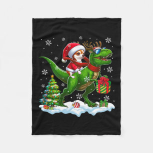 Santa Chihuahua Riding Rentier T-rex Christmas Ki Fleecedecke