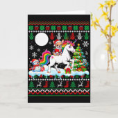 Santa Chihuahua Riding Unicorn Sweater Christmas O Karte (Gelbe Blume)