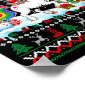 Santa Chihuahua Riding Unicorn Sweater Christmas O Poster (Ecke)