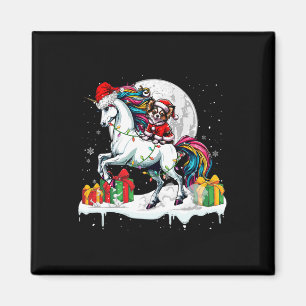 Santa Chihuahua Riding Unicorn Weihnachtsmann Kind Magnet