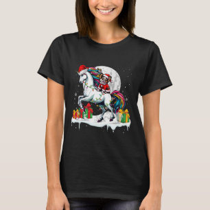 Santa Chihuahua Riding Unicorn Weihnachtsmann Kind T-Shirt