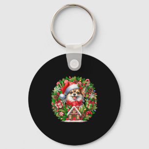 Santa Chihuahua Weihnachts-Blumenkreislauf Matchin Schlüsselanhänger