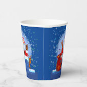 Santa Chimney Rentier Sack Add Year Blau Pappbecher (Rechts)
