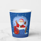 Santa Chimney Rentier Sack Add Year Blau Pappbecher (Vorderseite)