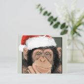Santa Chimp Feiertagspostkarte (Stehend Vorderseite)