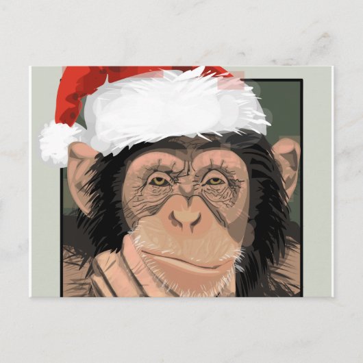 Santa Chimp Feiertagspostkarte (Vorderseite)