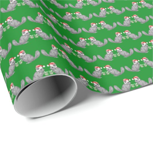 Santa Chinchillas Feiertag Geschenkpapier (Rolleneckpunkt)