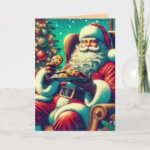 Santa Chocolate Chip Kekse Vintage Weihnachten Karte