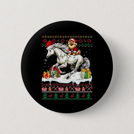 Santa Chow Chow Reiten Weihnachten Button (Vorderseite)