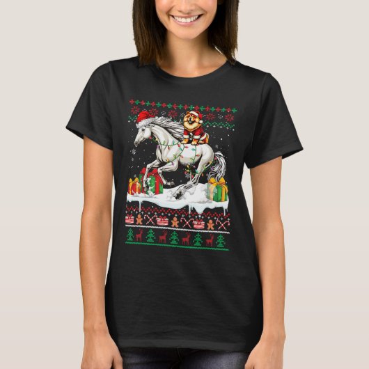 Santa Chow Chow Reiten Weihnachten T-Shirt (Vorderseite)