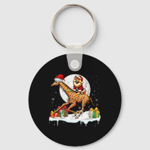 Santa Chow Chow Riding Giraffe Weihnachtsmann Kind Schlüsselanhänger