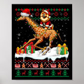 Santa Chow Chow Riding Giraffe Weihnachtssüßer L Poster (Vorne)