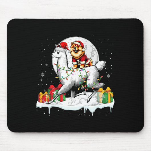 Santa Chow Chow Riding Llama Weihnachtsbesitzer Ki Mousepad (Vorne)